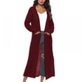 thumbnail image 1 of Women‘s Lightweight Long Sleeve Cardigan Sweaters Irregular Split Open Front Thin Knit Sweater with Pockets, 1 of 5