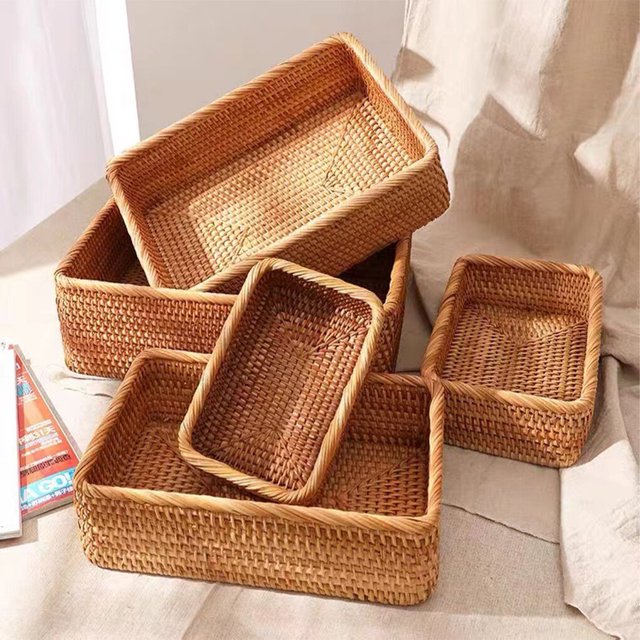 Wood Handmade Storage Box With Storage Basket Organizer Box Rattan Traditional Rattan For Easy Organizer Box Storage Large basket S