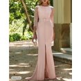 thumbnail image 2 of Robe Mère de la Mariée Invitée de Mariage Élégante à Encolure Dégagée Robes d'Invitée de Mariage avec Dentelle Fente devant Fronces Soirée Fête 2024, 2 of 5