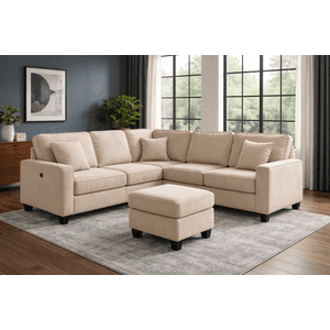 K-Living Cameron Sectional in Toscana Grey Fabric