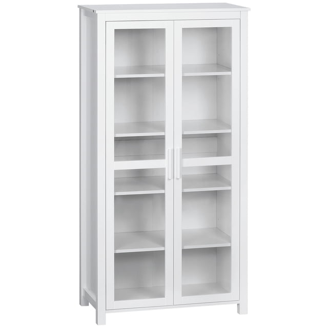HOMCOM Armoire de Cuisine, Armoire de Rangement à 5 Niveaux avec Étagères, Blanc