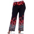 thumbnail image 1 of White Mark Women's Plus Size Printed Palazzo Pants, Redpeacock, 1XL, 1 of 5