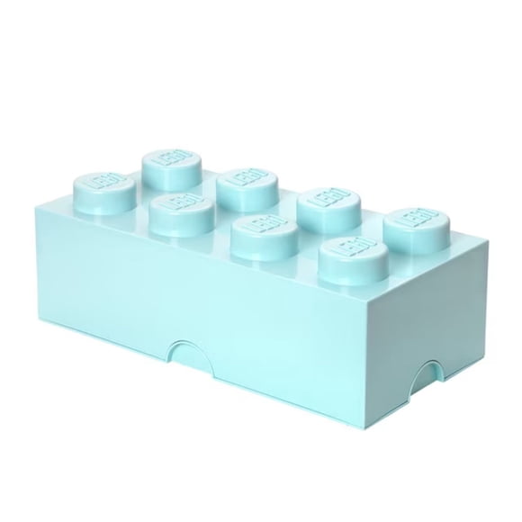 Room Copenhagen LEGO Brique de Rangement Rectangulaire à 8 Clous, Boîte Organisatrice de Jouets en Plastique Empilable, 19.7 x 9.8 x 7.1 Pouces, Bleu Pâle Aqua