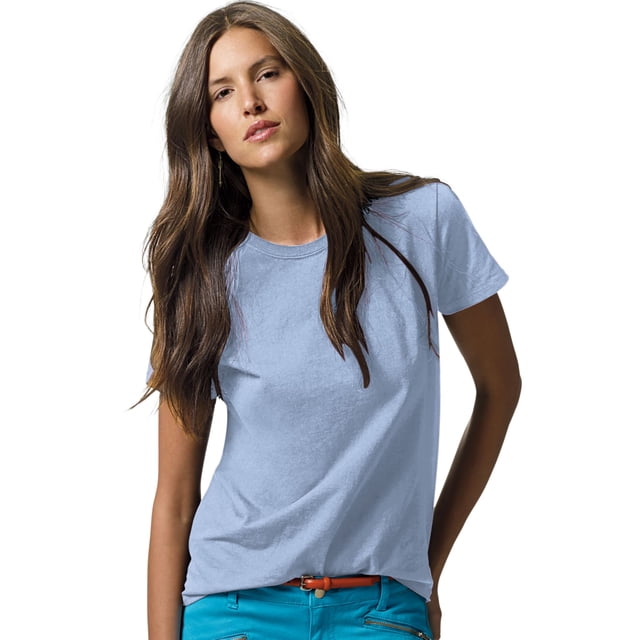 Hanes ComfortSoft T-Shirt à Col Rond en Jersey Coupe Décontractée pour Femmes, m, Bleu Pâle
