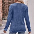 thumbnail image 3 of Pisexur Womens Casual Asymmetrical Sweater Solid Color Long Sleeve Ribbed Knit Sweater Crew Neck Button Front Pullover, 3 of 3