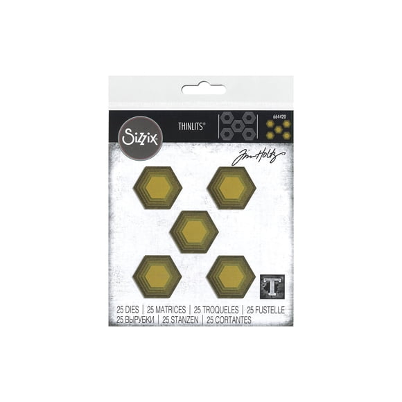 664420 SIZZIX THOLTZ THINLITS DIE STACKED TILE HEX