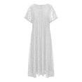 thumbnail image 4 of Robe d'Été pour Femmes 2024 Mode Grande Taille Décontractée Ample Col en V Manches Courtes Dentelle Longues Robes Rabais de 50 % Liquidation!, 4 of 6