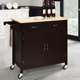 thumbnail image 2 of Costway Modern Rolling Kitchen Cart Island Wood Top Storage Trolley Cabinet Utility, 2 of 10