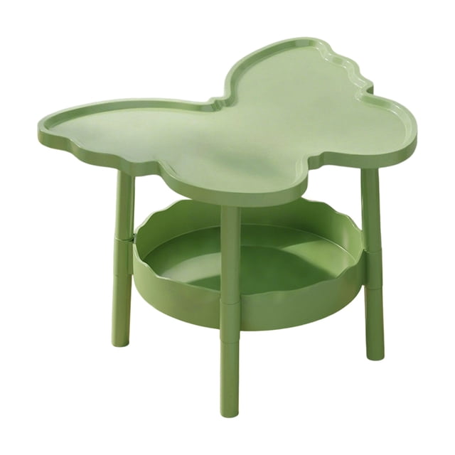 Btomtd 2 Tier Modern Multifunctional Butterflies Shaped Side Table Coffee Table With Layered Storage Shelf Bedside Table Study Desk For Living Room Bedroom Office, Green