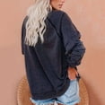 thumbnail image 4 of 50 % de Rabais Liquidation Chandail Surdimensionné pour Femmes 2023 Hiver Aguichant Col Rond Manches Longues Poches Hauts Imprimés Chandail Sans Capuche Régulier Blouse, 4 of 6