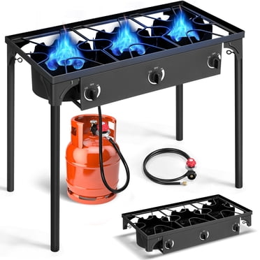 Ktaxon 3 Burner Gas Propane Cooker Outdoor Camping Picnic Stove Stand BBQ Grill
