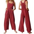 thumbnail image 1 of Gupgi Women Loose Style Overalls, Sleeveless Square Collar One-piece, 1 of 7