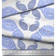thumbnail image 3 of Soimoi Blue Moss Georgette Fabric Floral & Block Printed Fabric 1 Yard 42 Inch Wide, 3 of 5