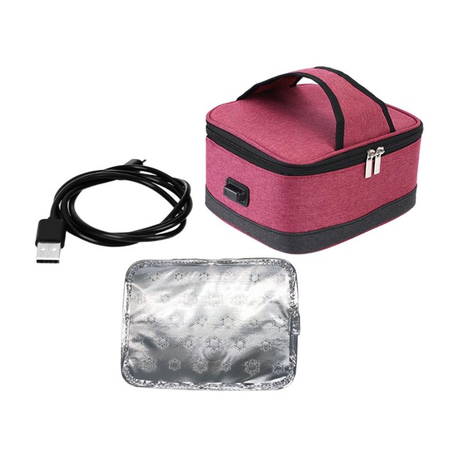 Abbracc Heated Lunch Box Food Heating Bag Meals Reheating with Zipper Electric Lunch Box red