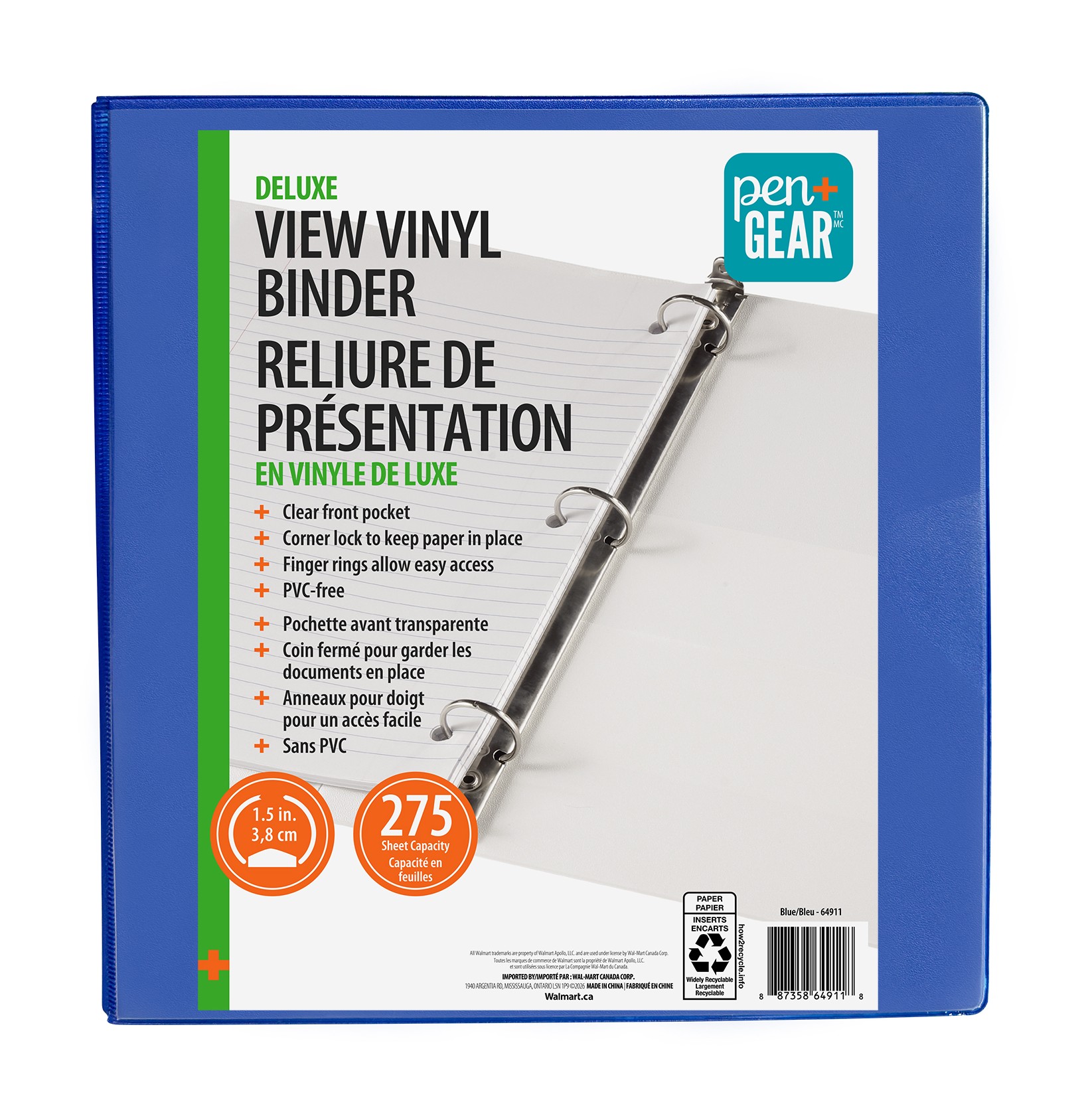 PEN+GEAR Deluxe View 1.5IN Binder Bleu