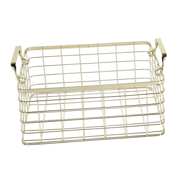 Metal Storage Basket Chic Nordic Handmade Iron Net Table Shelves Basket Bath Clothes Cosmetics Storage Basket-Gold
