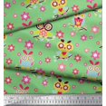 thumbnail image 3 of Soimoi Poly Georgette Fabric Floral & Owl Cartoon Print Fabric by Yard 52 Inch Wide, 3 of 3
