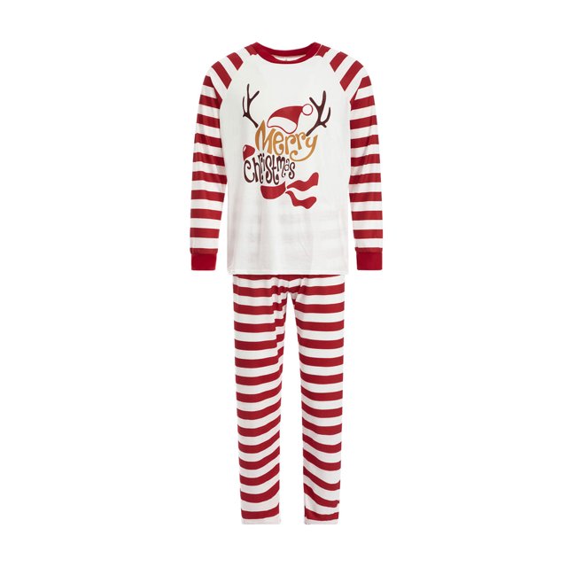 Faithtur Vêtements de Nuit Parent-Enfant de Noël Col Rond Hauts à Imprimé Elk Pantalons