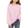 thumbnail image 2 of Cowsor Girls' Striped Long Sleeve Top – Round Neck (6-14Y), 2 of 7
