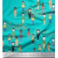 thumbnail image 1 of Soimoi Green Poly Georgette Fabric Human Group Print Fabric by Yard 42 Inch Wide, 1 of 3
