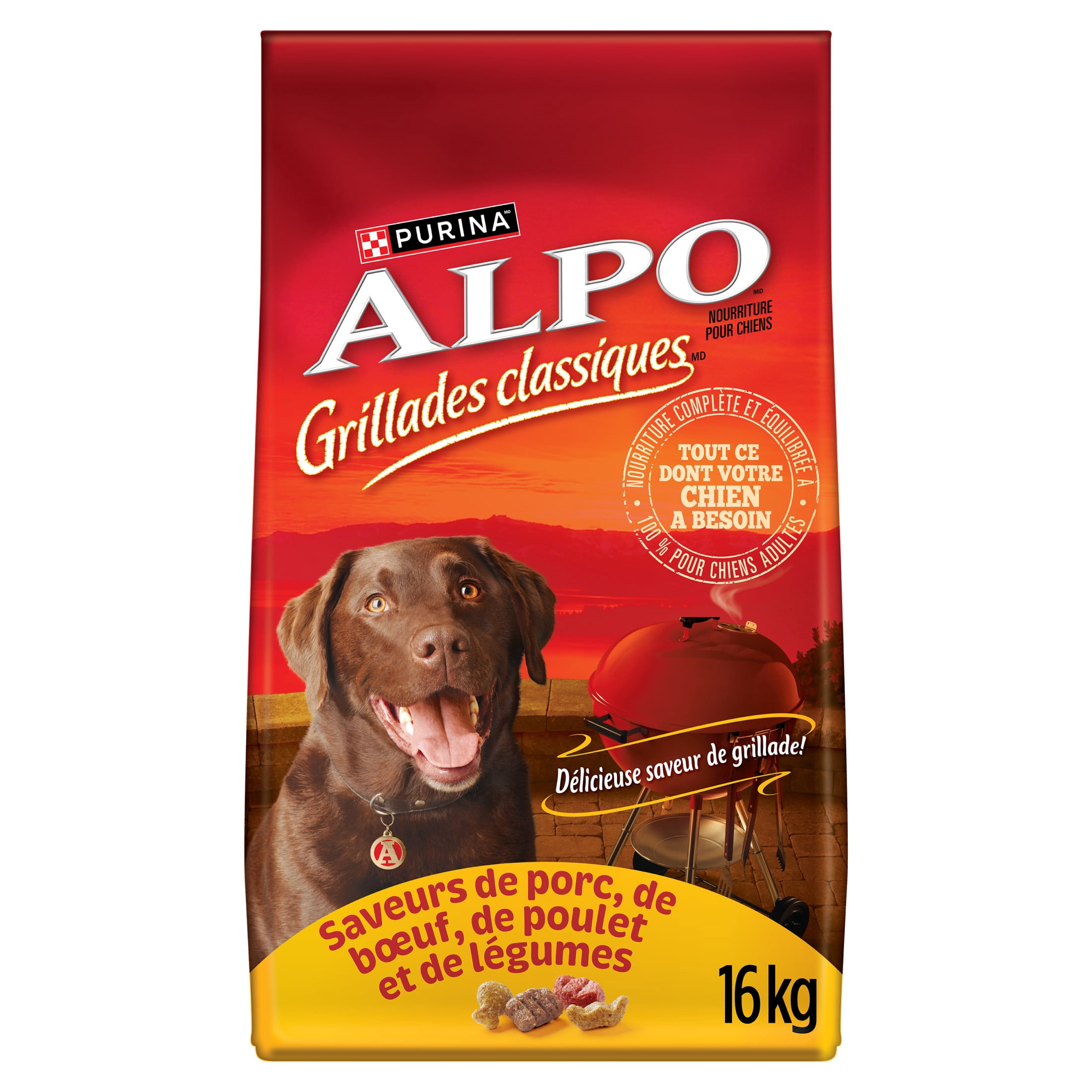 Alpo Classiques du Barbecue Saveurs de Porc, de Bœuf, de Poulet et de Légumes, Nourriture Sèche pour Chiens 16kg