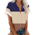 thumbnail image 1 of Birdeem Womens V-Neck Short Sleeves Floral Printed Pattern Casual Tops Blouse Print Shirt, 1 of 5