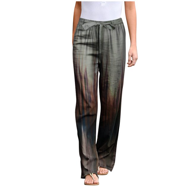 Mode Femmes Été Décontracté en Vrac Impression Pantalon Bandage Pantalon Long