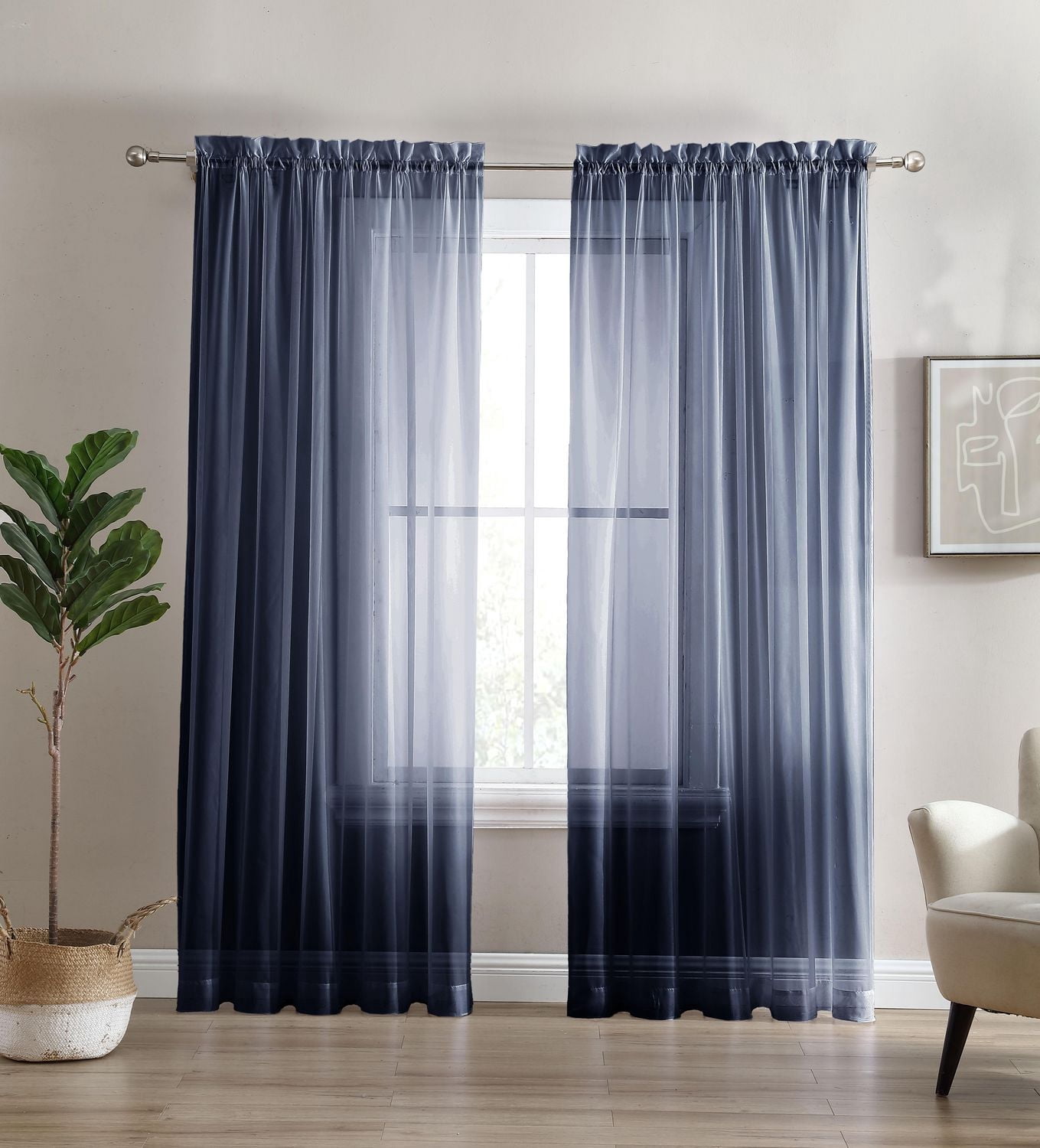 Swift Home Sheer Window Panel Curtain- 2 Pack