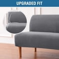 thumbnail image 3 of Armless Futon Cover Stretch Sofa Bed Slipcover Protector Elastic Feature Rich Textured High Spandex Small Checks Jacquard Fabric Futon Cover, Machine Washable, 3 of 7