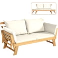 thumbnail image 2 of Costway Canapé-Lit Convertible de Patio en Bois Massif, Réglable, Coussin Épais, Blanc, 2 of 10
