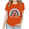 thumbnail image 1 of EGNMCR Chemise de Pâques à Manches Courtes pour Femmes Imprimé de Pâques Haut à Manches Courtes Col Rond T-Shirts pour Femmes, 1 of 3