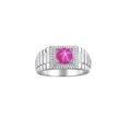 thumbnail image 1 of RYLOS Men's Ring 14K White Gold Ring, 7MM Round Shape Gemstone Designer Style Rings Star Ruby July Birthstone Rings Gold Size 8, 1 of 7