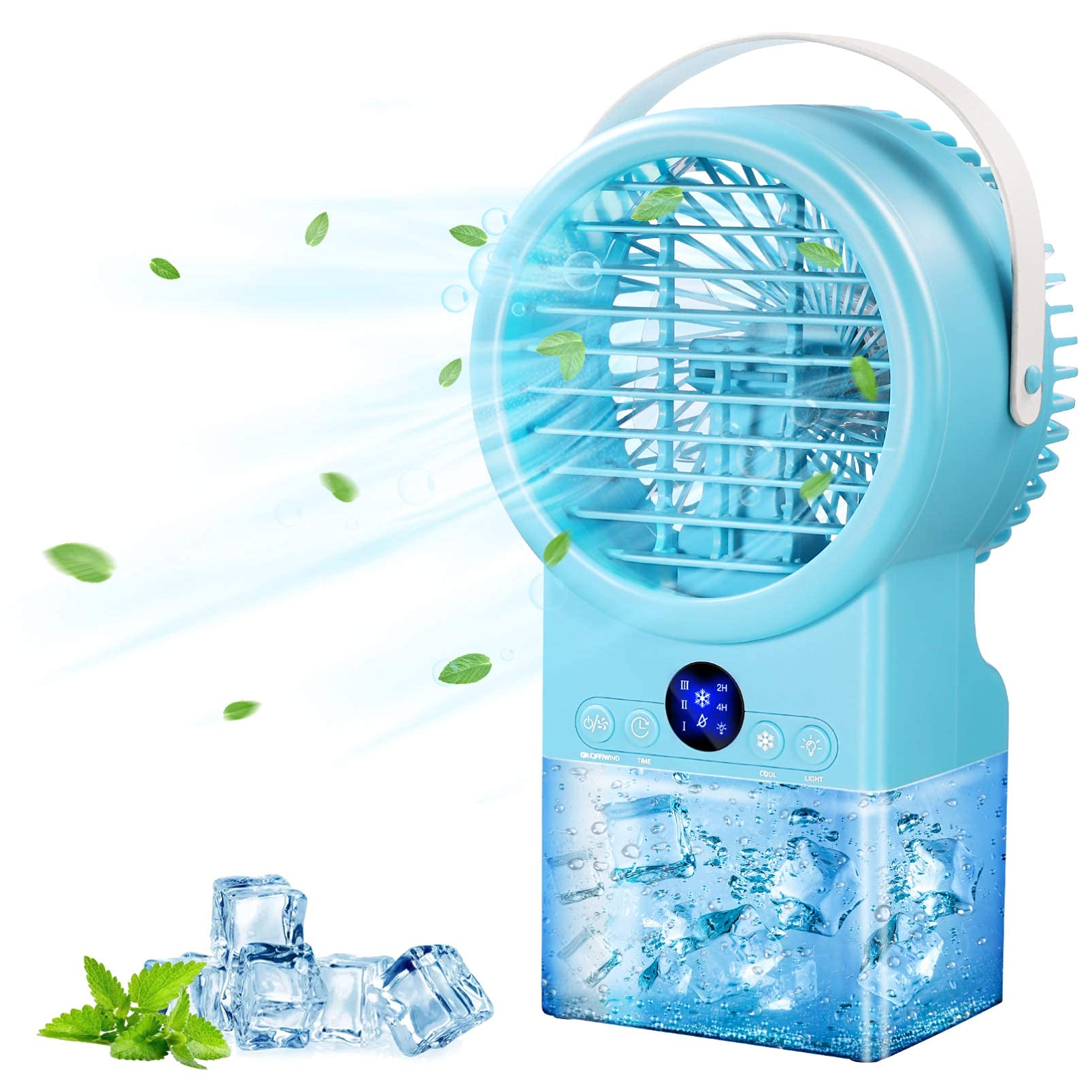 IMIKEYA Portable Air Conditioner Fan 3 Wind Speeds Low Noise Desktop Air Conditioner Fan, 2/4H Timer Colorful Led Light Personal Air Conditioner for Home Living Room Dorm Apartments