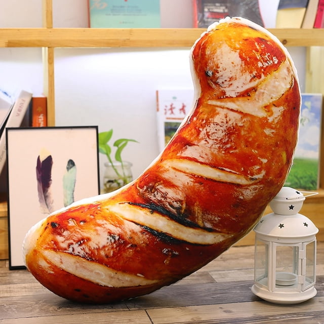 Up to 65% Off SMihono Simulation Chicken Fish Shape Soft Lumbar Back Cushion Plush Food. A novelty throw pillow designed to resemble a roasted chicken leg with realistic detailing. Made from plush and pp cotton, it measures 20cm (7.9 inches) and features a bread shape with a zipper closure. Suitable for use as a lumbar cushion or decorative pillow for chairs, sofas, cars, or seats. The vibrant design is printed on both sides, making it a fun and unique addition to home décor.