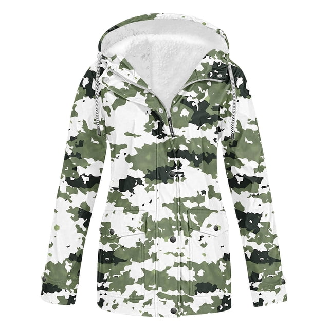 Penkiiy Manteau Tactique Coquille Souple Long Imperméable Léger à Imprimé pour Femme, Doublé en Molleton, Coupe-Vent, L Multicolore