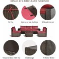 thumbnail image 5 of Kullavik Patio 6-Piece Steel Outdoor Wicker Sectional Sets with Cushions,Red, 5 of 5