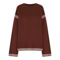 thumbnail image 3 of Timegard Chandails pour Femmes Épaules Tombantes Ample Col Rond Chandail Automne Habillé Décontracté Confortable Hauts en Tricot, 3 of 4