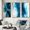 thumbnail image 1 of Designart "Blue Onyx Marble Essence" Abstract Framed Wall Art Set Of 3 - Teal Abstract Frame Gallery Wall Set For Home Decor, 1 of 6