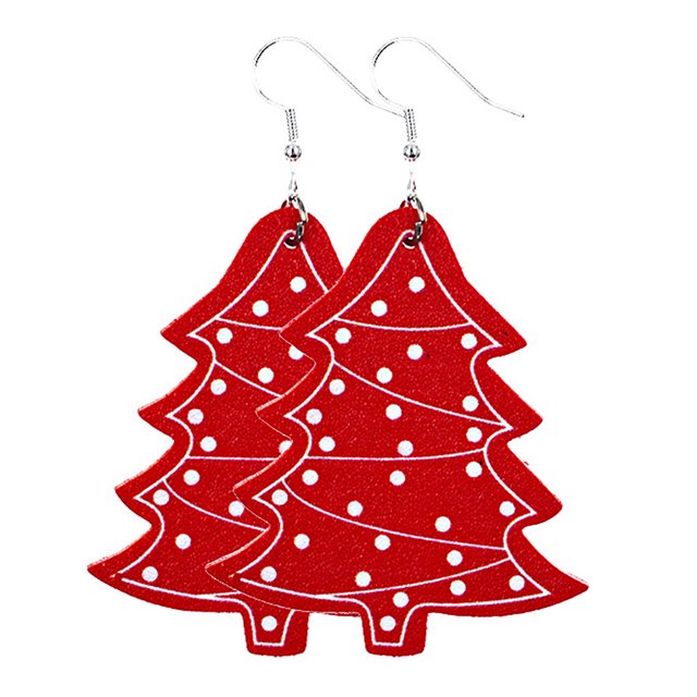 Christmas Faux Leather Earrings Santa Xmas Tree Snowman Earrings Dangle Earrings