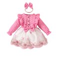 thumbnail image 1 of Toddler Girl Dresses Ruffle Long sleeves Tulle Dresses for Girls Spring Dresses for Girls Birthday Dress for Girls Newborn Clothes for Girls 12-18 Months, 1 of 6