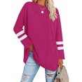 thumbnail image 1 of LUXUR T-shirt pour Femmes à Blocs de Couleur T-shirt à Manches Longues Tee Décontracté Hauts Col Rond Chandail Rose Rouge m, 1 of 3