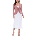 thumbnail image 2 of Allegra K Women's Dressy Cardigan Sweaters Tie Front Draped Ruffle Knit Cardigans S Dark Pink, 2 of 7