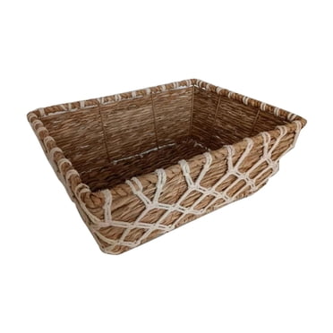 Hometrends Panier décoratif de grande taille Rush et tissé de corde de coton Macrame