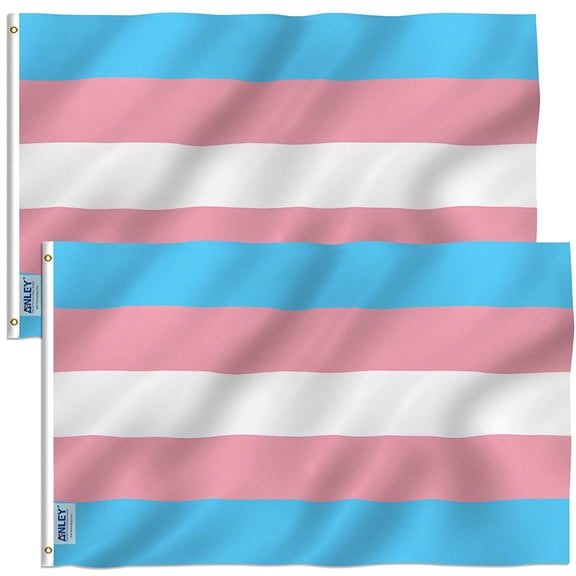 ANLEY Pack of 2 Fly Breeze 3x5 Foot Transgender Flag - Pink Blue Rainbow Flags Polyester