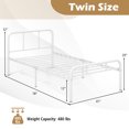 thumbnail image 3 of Gymax 12-Inch Twin Bed Frame Modern Metal Platform Bed w/ Headboard & Footboard White, 3 of 10