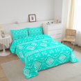 thumbnail image 3 of Erosebridal Bohemian Aztec Bedding Queen Comforter Set, Tribal Geometric Pattern Down Comforter, Cyan Blue, Reversible 3 Pieces, 3 of 8
