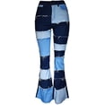 thumbnail image 1 of ZECATL Jeans Évasés à Empiècements pour Femmes, Pattes d'Éléphant, Ourlet Brut, Pantalon en Denim, 1 of 7