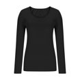 thumbnail image 4 of T-shirts à Manches Longues pour Femmes, Hauts Ajustés, Encolure Dégagée, T-Shirts Ajustés, Hauts de Sortie, T-Shirts Basiques, Noir, 4 of 6