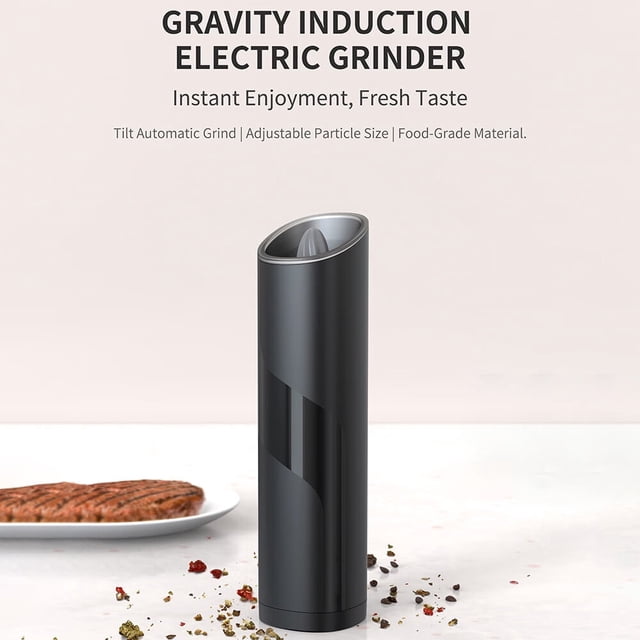 Gravity Electric Salt Pepper Grinder Large Capacity Battry Power Adjustable Coarseness Dust Lid LED Light
