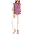 thumbnail image 2 of INSPIRE CHIC Women's Tie Neck Cap Sleeve Button Down Ruffle Summer Shirts, 2 of 6